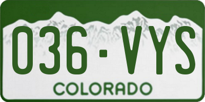 CO license plate 036VYS