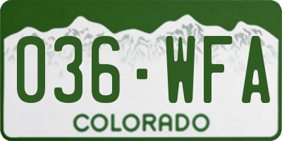 CO license plate 036WFA
