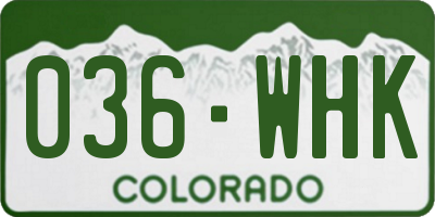 CO license plate 036WHK