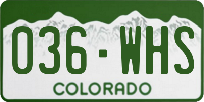 CO license plate 036WHS