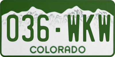 CO license plate 036WKW