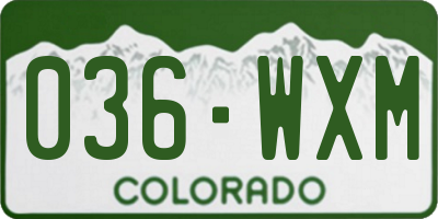 CO license plate 036WXM