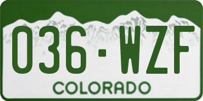 CO license plate 036WZF