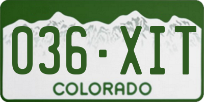 CO license plate 036XIT