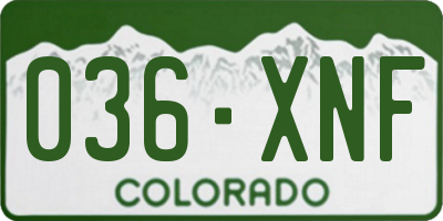CO license plate 036XNF