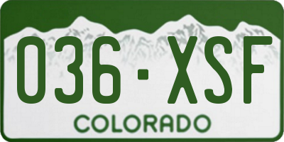 CO license plate 036XSF