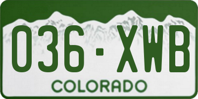 CO license plate 036XWB