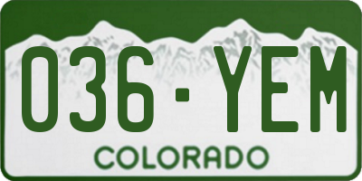 CO license plate 036YEM