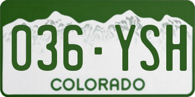 CO license plate 036YSH