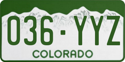 CO license plate 036YYZ