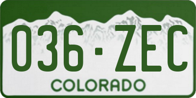 CO license plate 036ZEC