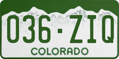 CO license plate 036ZIQ