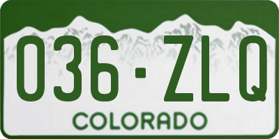 CO license plate 036ZLQ