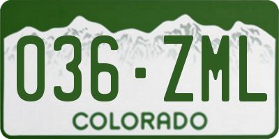 CO license plate 036ZML