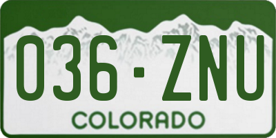 CO license plate 036ZNU