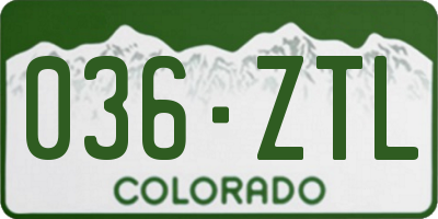 CO license plate 036ZTL