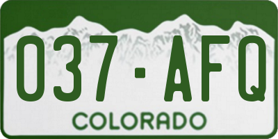CO license plate 037AFQ