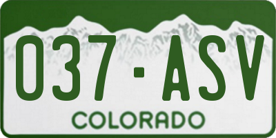 CO license plate 037ASV