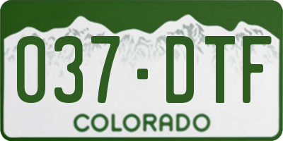 CO license plate 037DTF