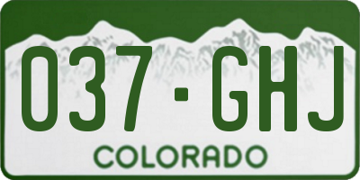 CO license plate 037GHJ