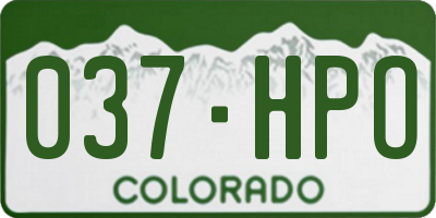 CO license plate 037HPO