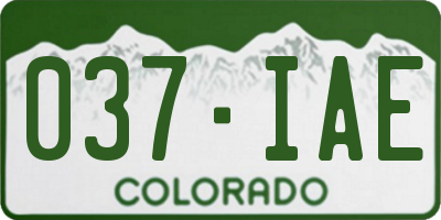 CO license plate 037IAE