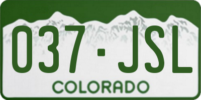 CO license plate 037JSL
