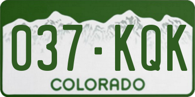 CO license plate 037KQK