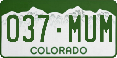 CO license plate 037MUM
