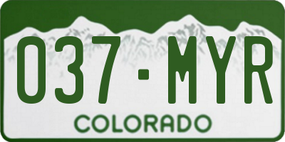 CO license plate 037MYR