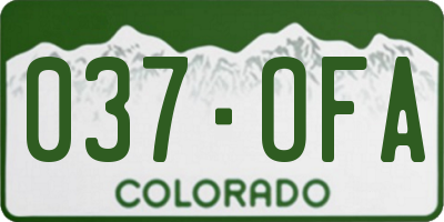 CO license plate 037OFA
