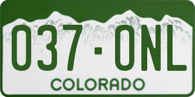 CO license plate 037ONL