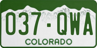 CO license plate 037QWA