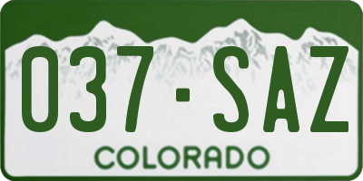 CO license plate 037SAZ