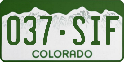 CO license plate 037SIF