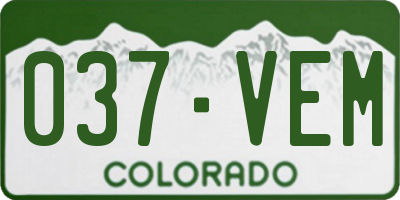CO license plate 037VEM