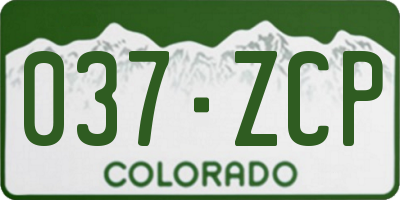 CO license plate 037ZCP