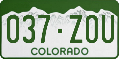 CO license plate 037ZOU