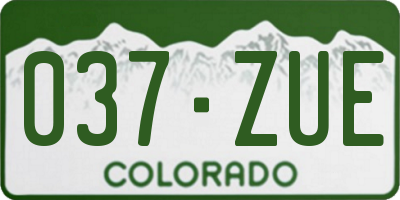 CO license plate 037ZUE