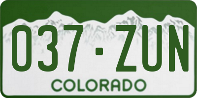 CO license plate 037ZUN