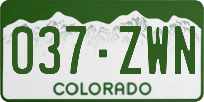 CO license plate 037ZWN