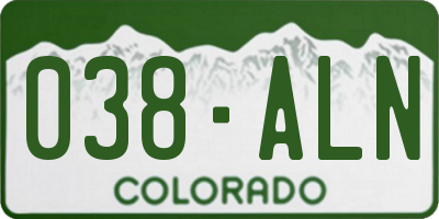 CO license plate 038ALN