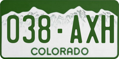 CO license plate 038AXH