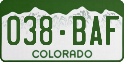 CO license plate 038BAF