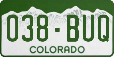 CO license plate 038BUQ