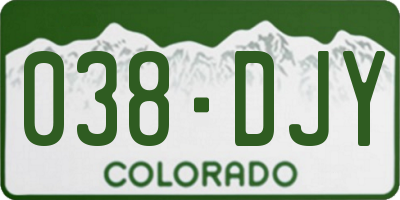 CO license plate 038DJY