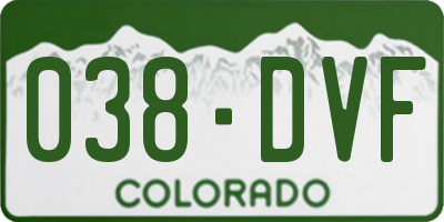 CO license plate 038DVF