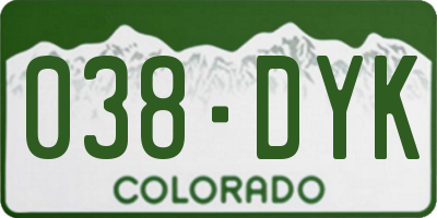 CO license plate 038DYK