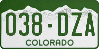 CO license plate 038DZA