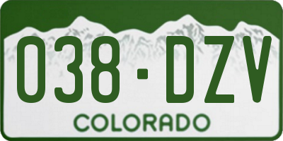 CO license plate 038DZV